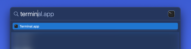 Using Spotlight to open the Terminal app